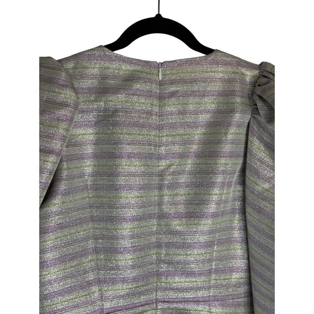 NWT ROTATE Wrap Effect Metallic Mini Dress Purple-sz 38 (US 8) - Picture 13 of 13